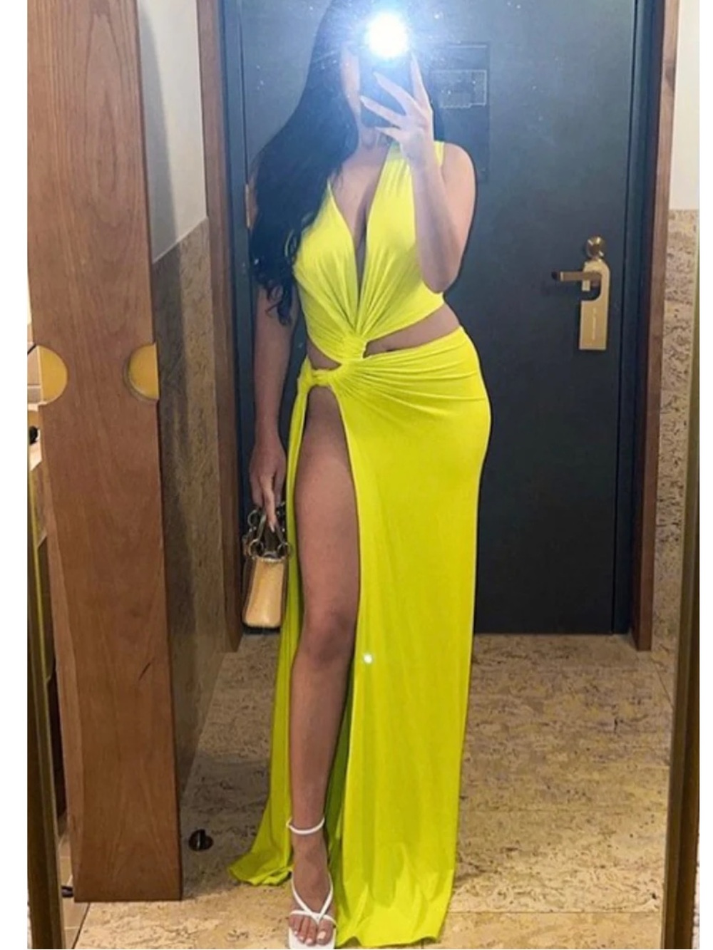 Angel Lane Bailey Loop Maxi Dress in Lime Size Small New